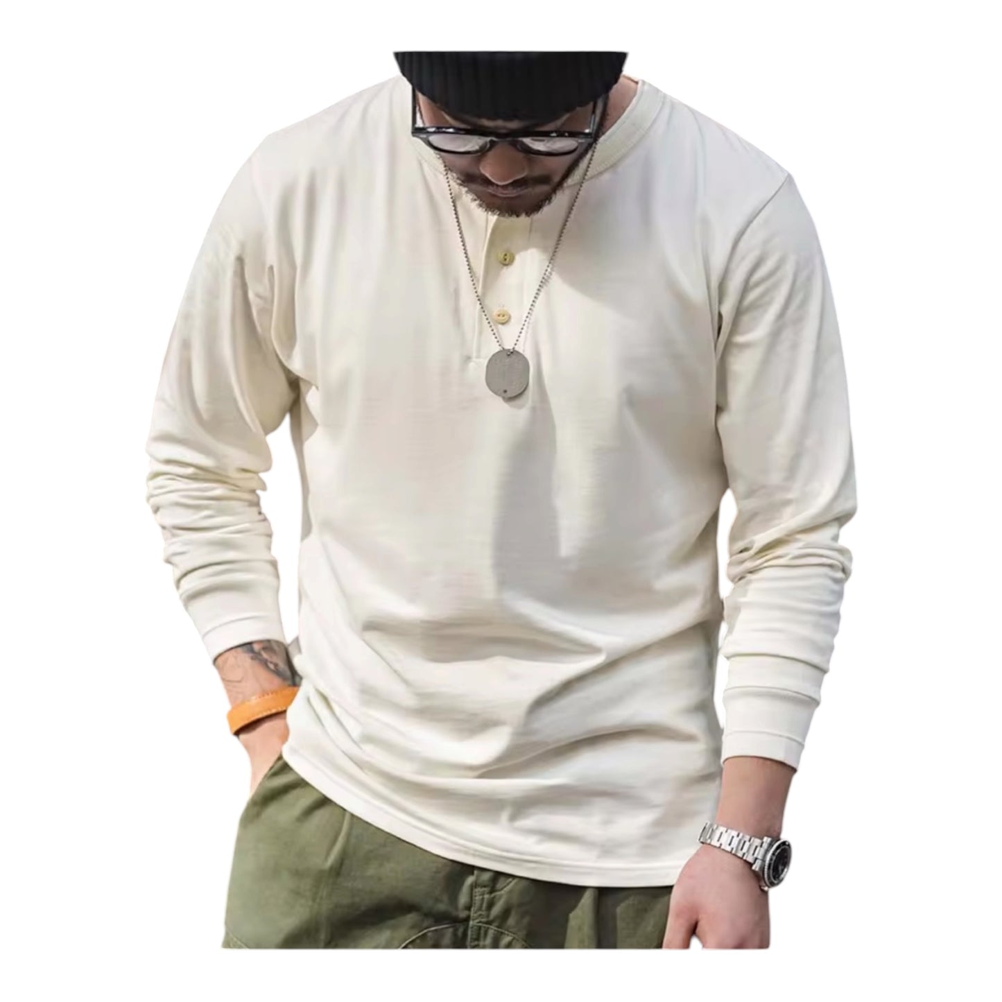 アメリカヘンリーネック ロングスリーブTシャツ