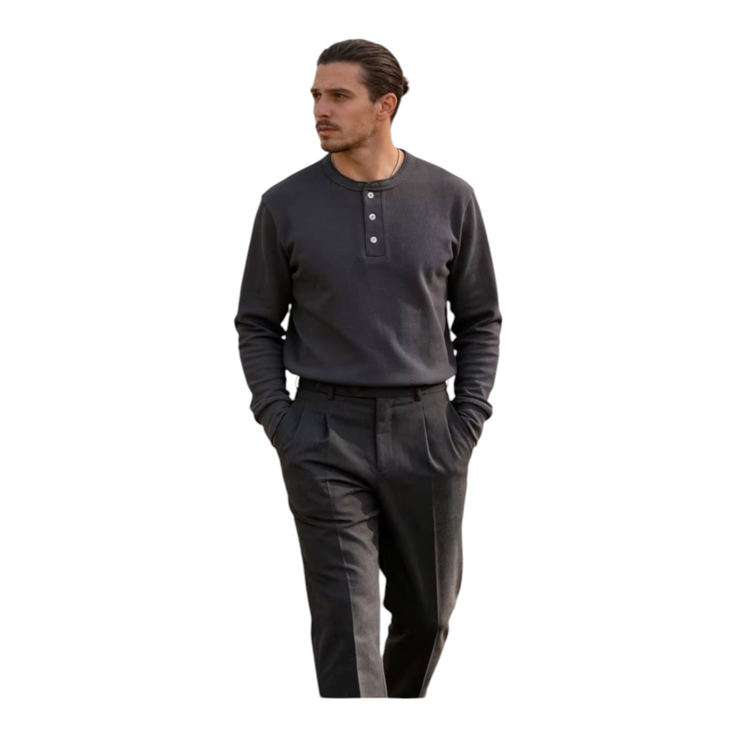 ベーシック ヘンリーネック ロングスリーブTシャツ